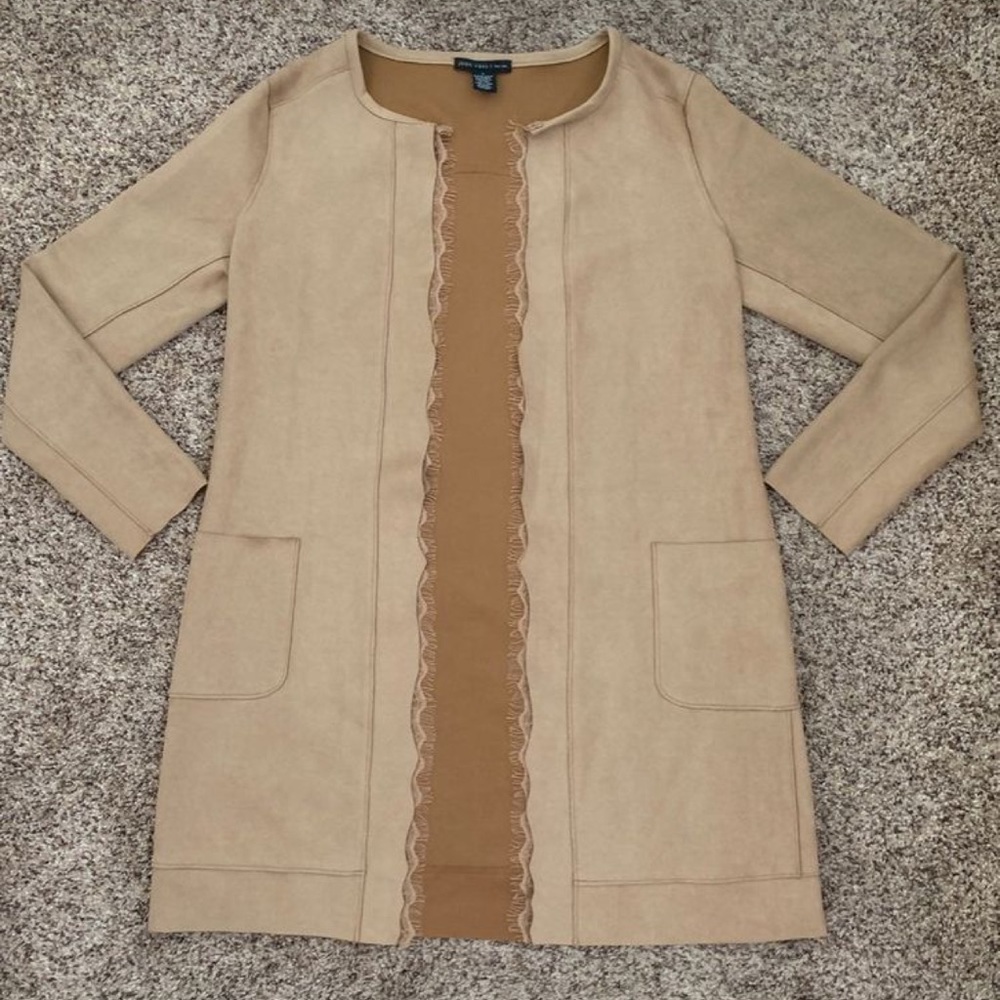 Faux Leather Long Sleeve Coat.